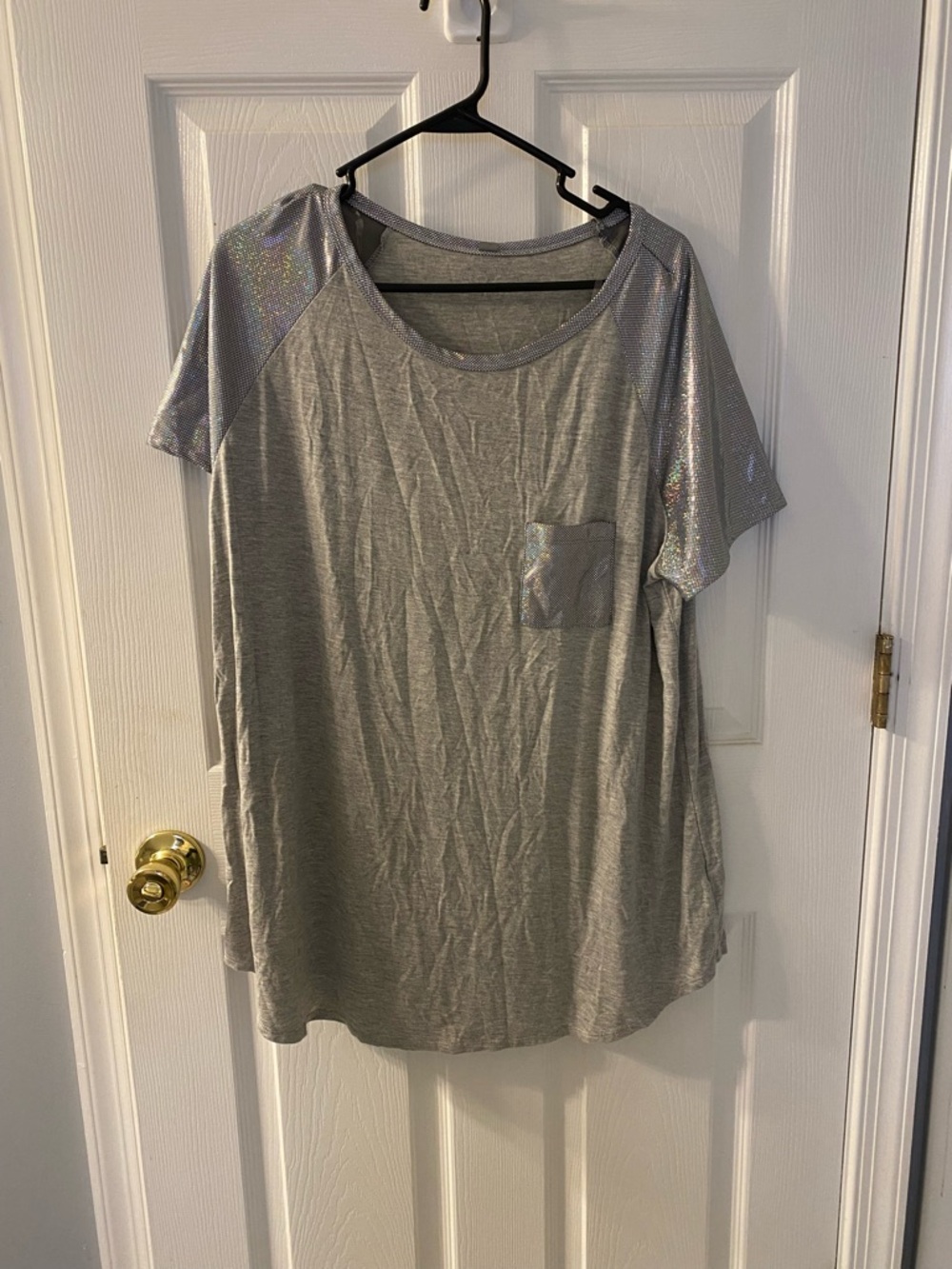 Honeyme Silver Shimmer Pocket Short Sleeve Tee